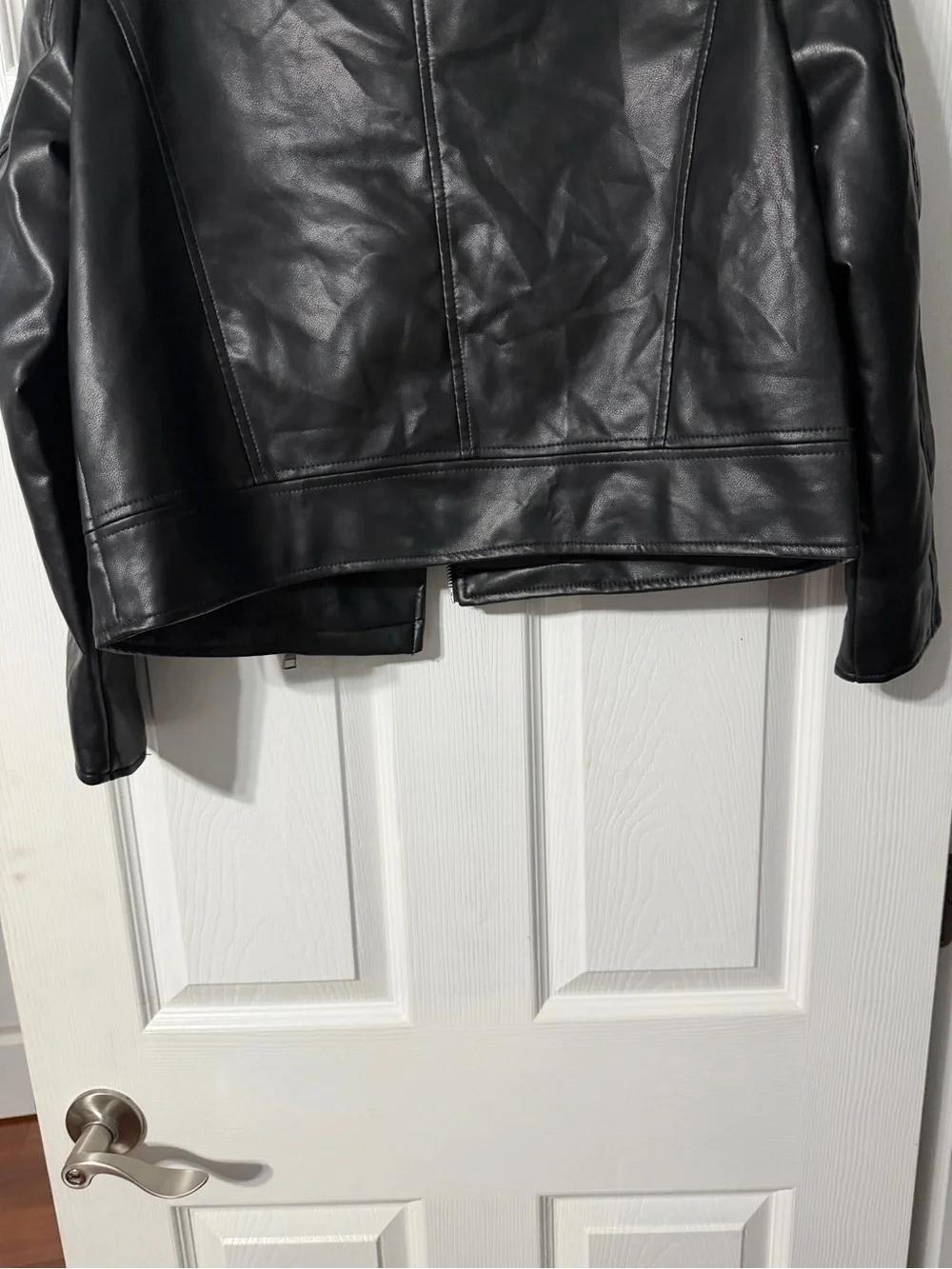 Zara Girls/Womens 13/14 Black Leather Biker Jacket with Zip Pockets